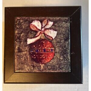 Cypress Home Christmas Deluxe Absorbant Ceramic 4-Coaster Wooden Box Set Cork